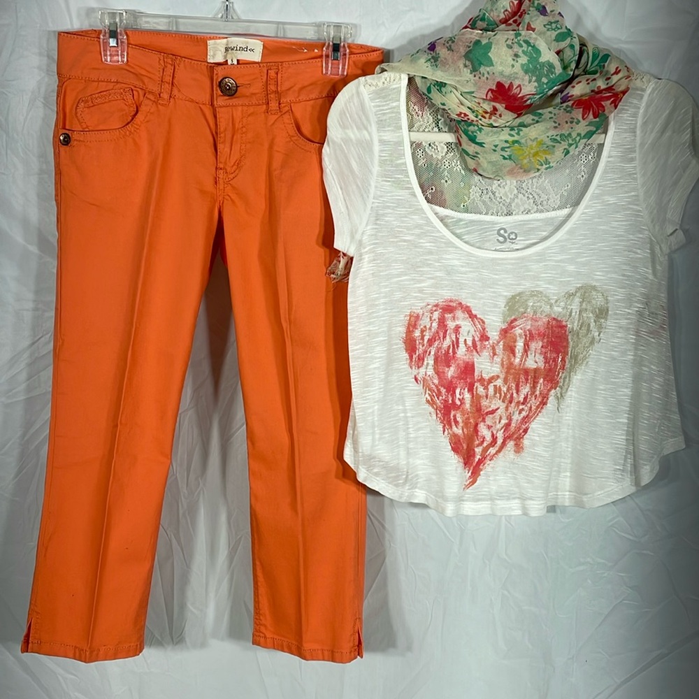 3 piece summer outfit Rewind pants with top and coordinating scarf 🧣